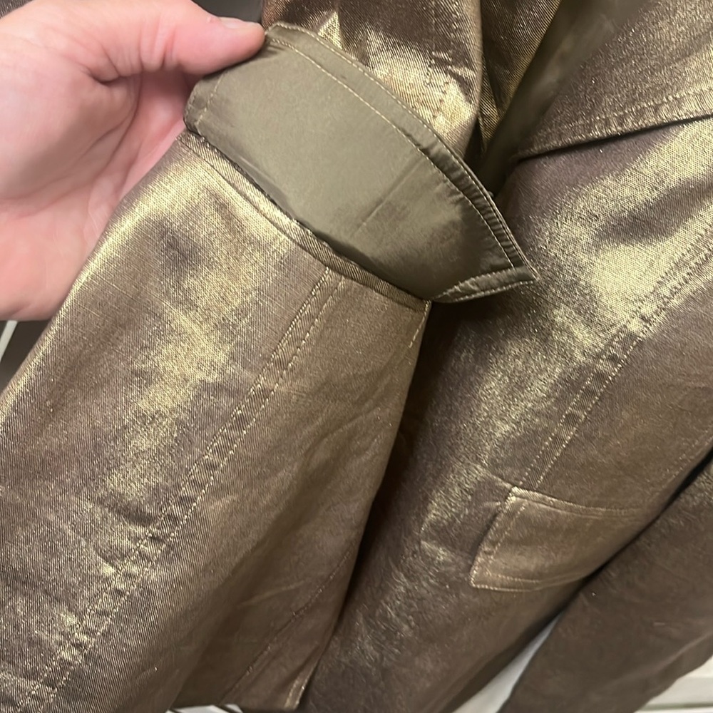 Doncaster Signature Metallic Gold Linen Blazer. Size 10 - Picture 5 of 12